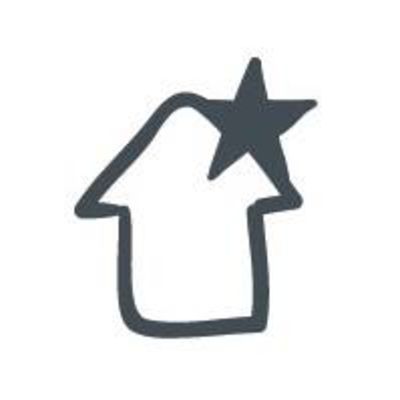 Das Logo der Trendhütte besteht aus den Umrissen eines Hauses, wobei eine Dachseite aus einem fünfeckigem Stern besteht.