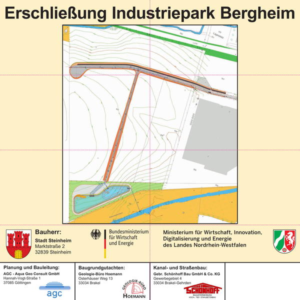 Baustellenschild Industriepark Bergheim